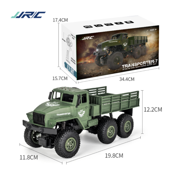 სათამაშო მანქანა JJRC Q68 2.4G 4WD RC Vehicle Off-Road Military Truck Carl Green