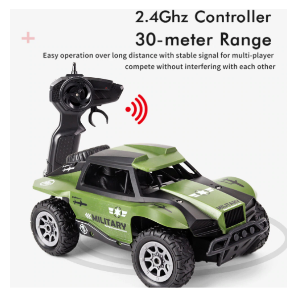 სათამაშო მანქანა JJRC Q67 2.4G 1:20 Military Short RC Truck Off-road Car 10-12km/h RC Drift Car Green