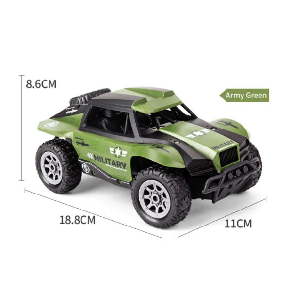 სათამაშო მანქანა JJRC Q67 2.4G 1:20 Military Short RC Truck Off-road Car 10-12km/h RC Drift Car Green