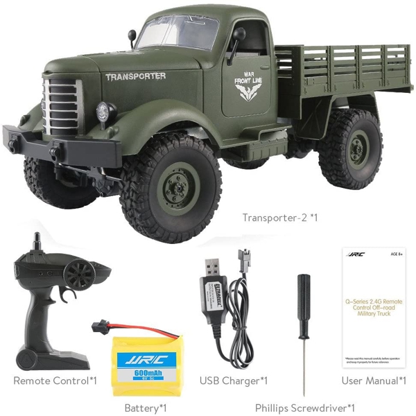 სათამაშო მანქნა JJRC Q61 Remote Control 4WD Tracked Off-Road Military Truck Blue and Green