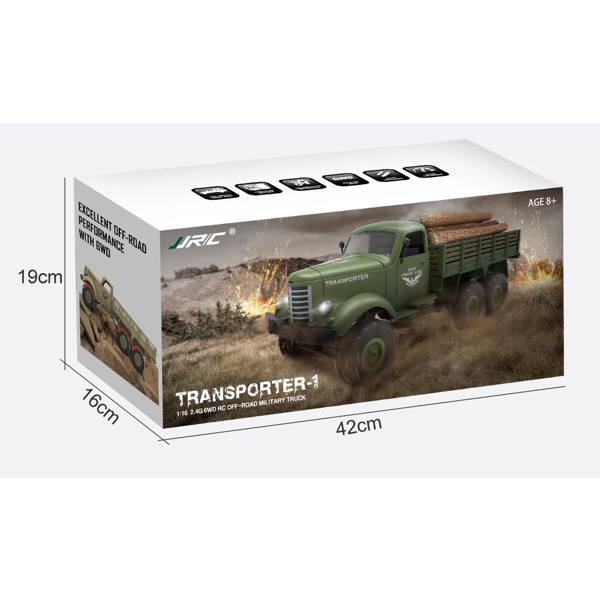 სათამაშო მანქნა JJRC Q61 Remote Control 4WD Tracked Off-Road Military Truck Blue and Green