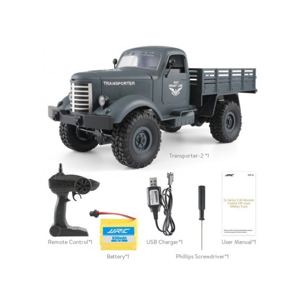 სათამაშო მანქნა JJRC Q61 Remote Control 4WD Tracked Off-Road Military Truck Blue and Green