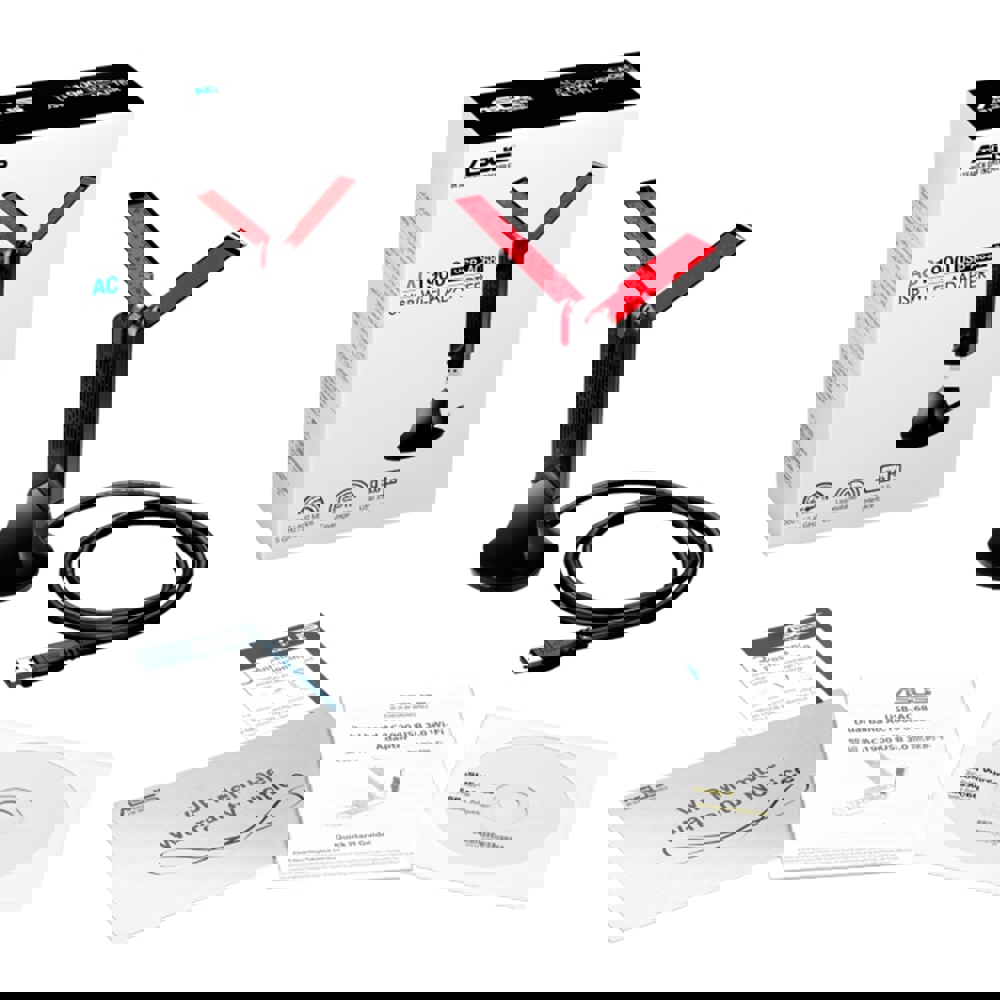 როუტერი Asus USB-AC68 Wireless Adapter Dual-Band AC1900 USB 3.0 (90IG0230-BM0N00)