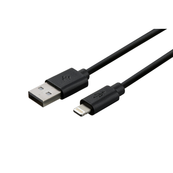 USB კაბელი 2E Cable USB 2.0 to Lightning Cable Single Molding Type Black 1m