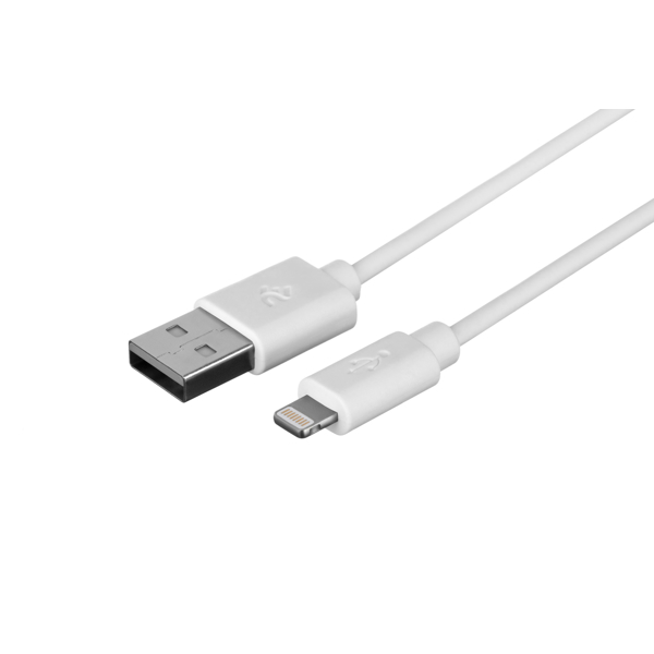 USB კაბელი 2E Cable USB 2.0 to Lightning Cable Single Molding Type White 1m