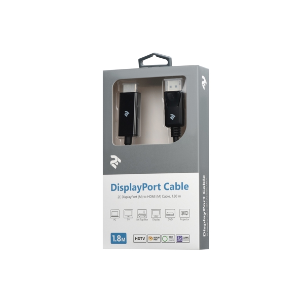 ვიდეო კაბელი 2E Cable 2Е Displayport - HDMI (AM/AM) black 1.8m