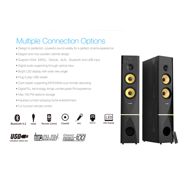 დინამიკი Fenda T-88X 2.0 300W, Bluetooth 4.0 Tower Speakers Black