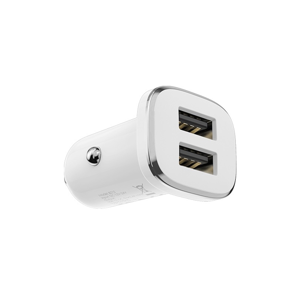 მანქანის USB დამტენი BOROFONE BZ12 Lasting power double port in-car charger set(Lightning) white