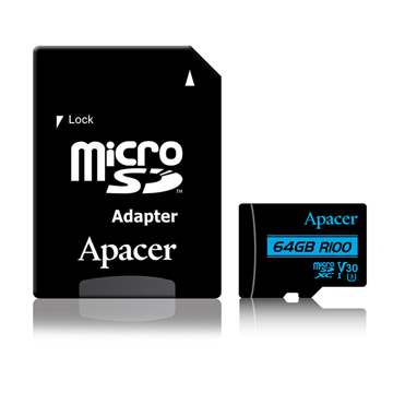 SD ბარათი Apacer 64GB microSDXC C10 UHS-I U3 SD