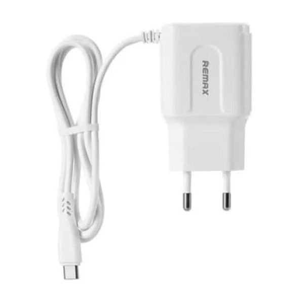 მობილურის დამტენი REMAX 2.4A Dual USB Charger SET RP-U22 PRO EU Type-C white