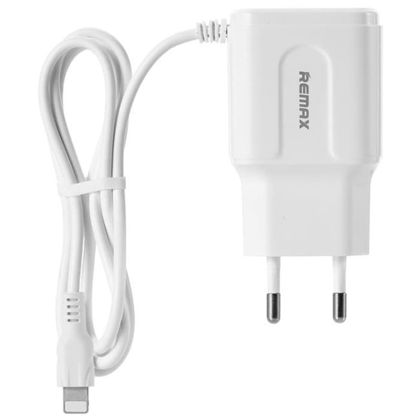 მობილურის დამტენი REMAX 2.4A Dual USB Charger SET RP-U22 PRO EU Lightning white