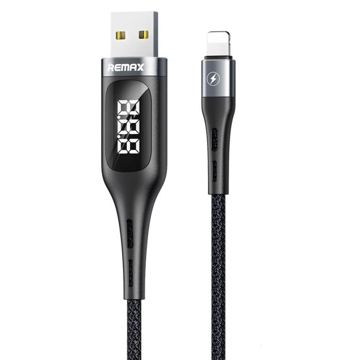 USB კაბელი REMAX Leader Smart Display 2.1A Lightning Data Cable RC-096i 1.2m Black