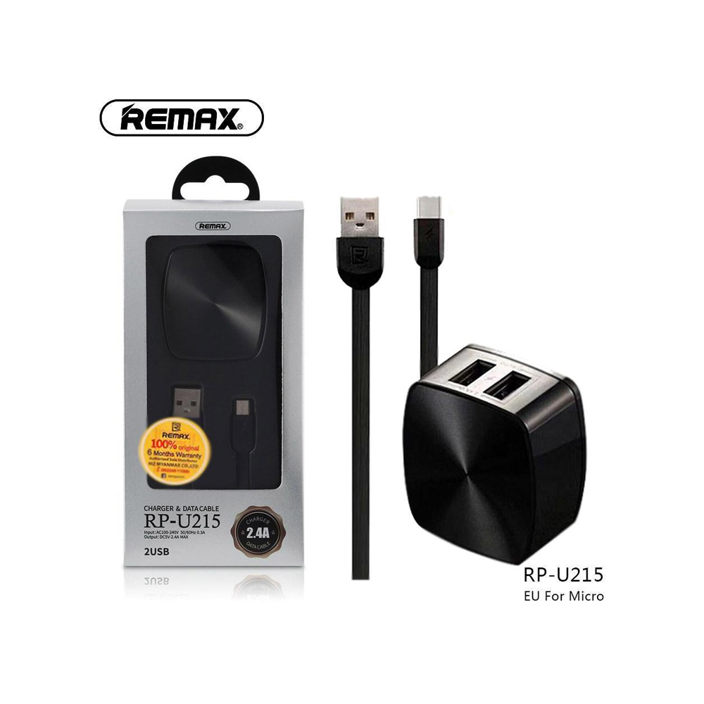 REMAX 2.4 A Dual USB Charger & Data Cable for Micro RP-U215 black