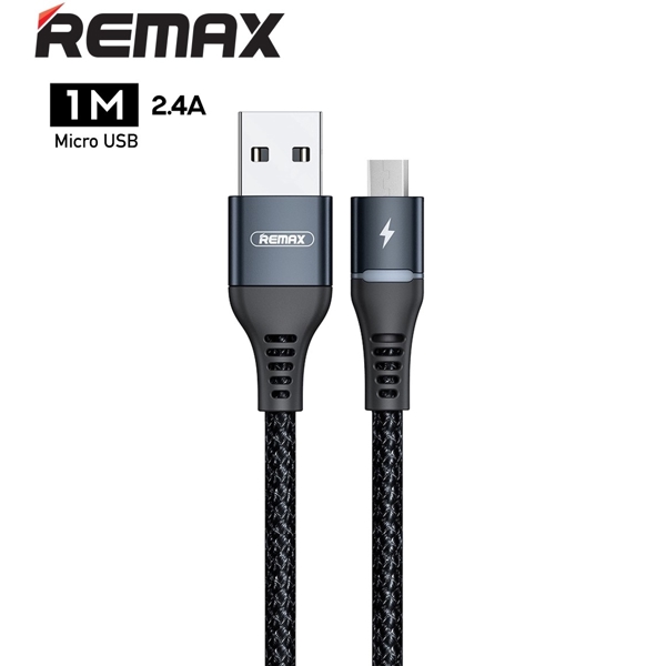 USB კაბელი REMAX Colorful Light 2.4A Data Cable RC-152m 1m Black