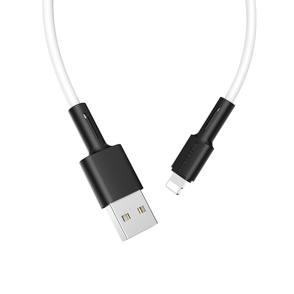 USB კაბელი BOROFONE BX31 Soft silicone charging data cable for Lightning 1m White