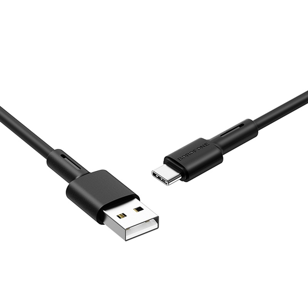 USB კაბელი BOROFONE BX31 Soft silicone charging data cable for Type-C 1m Black