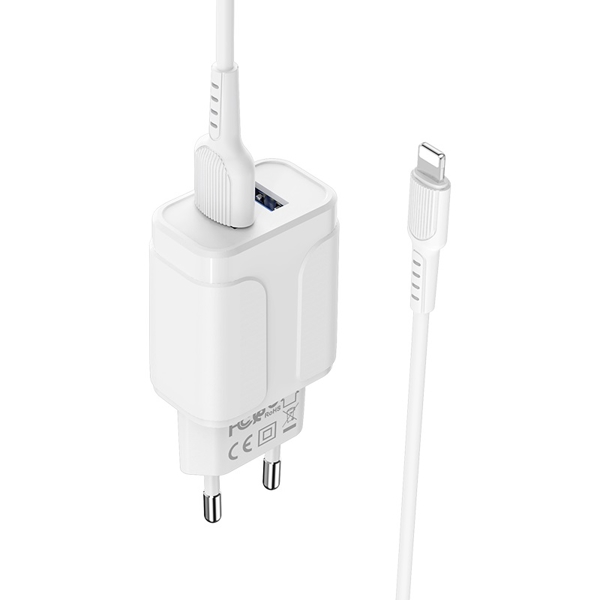 მობილურის დამტენი BOROFONE BA37A Speedy dual port charger set(Lightning)(EU) 1m White