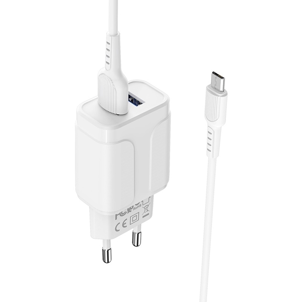 მობილურის დამტენი BOROFONE BA37A Speedy dual port charger set(Micro)(EU) 1m White