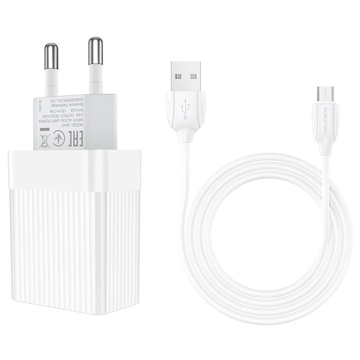 მობილურის დამტენი BOROFONE BA47A Mighty speed single port QC3.0 charger set(Micro)(EU) 1m White