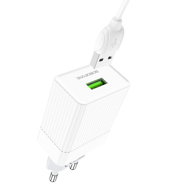 BOROFONE BA47A Mighty speed single port QC3.0 charger set(Micro)(EU) 1m White