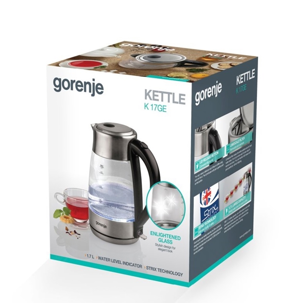 ელექტრო ჩაიდანი Gorenje Electric Kettle K17GE 1.7 L glass