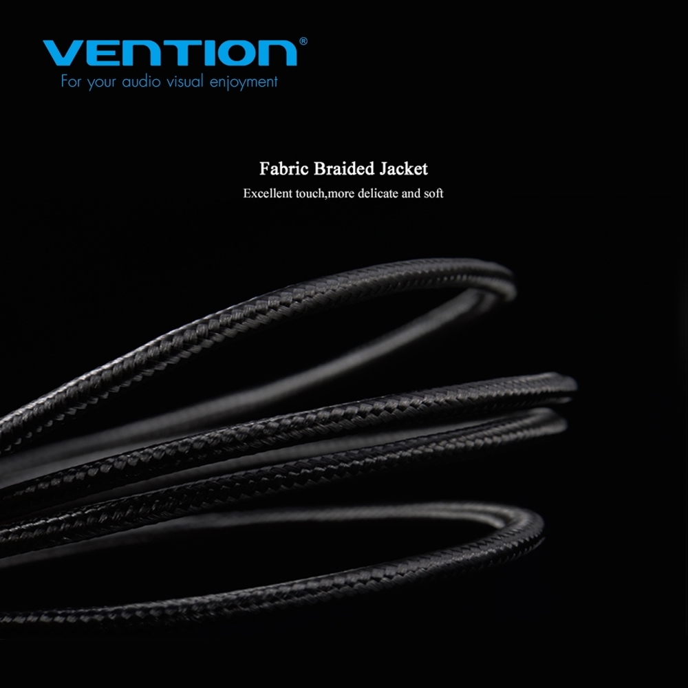 აუდიო კაბელი VENTION BBMBY Fabric Braided 4 Pole 3.5mm Male to 2*3.5mm Female Stereo Splitter Cable 0.3M Black Metal Type