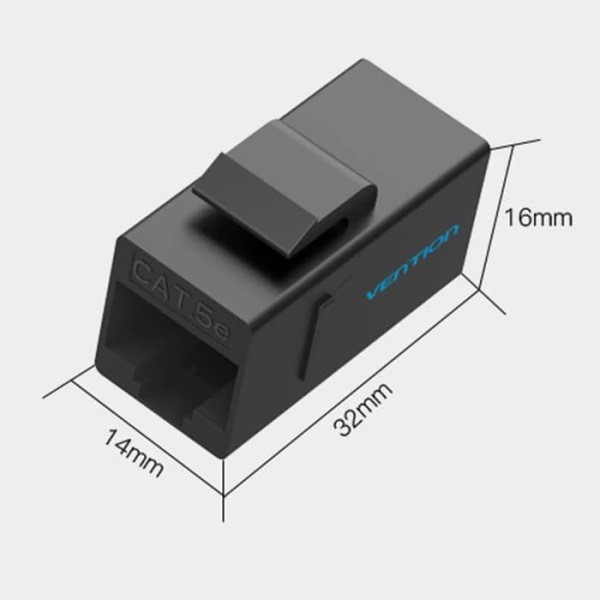 კაბელის გადასაბმელი VENTION VDD-B07-B CAT5E UTP Modular Jack Black