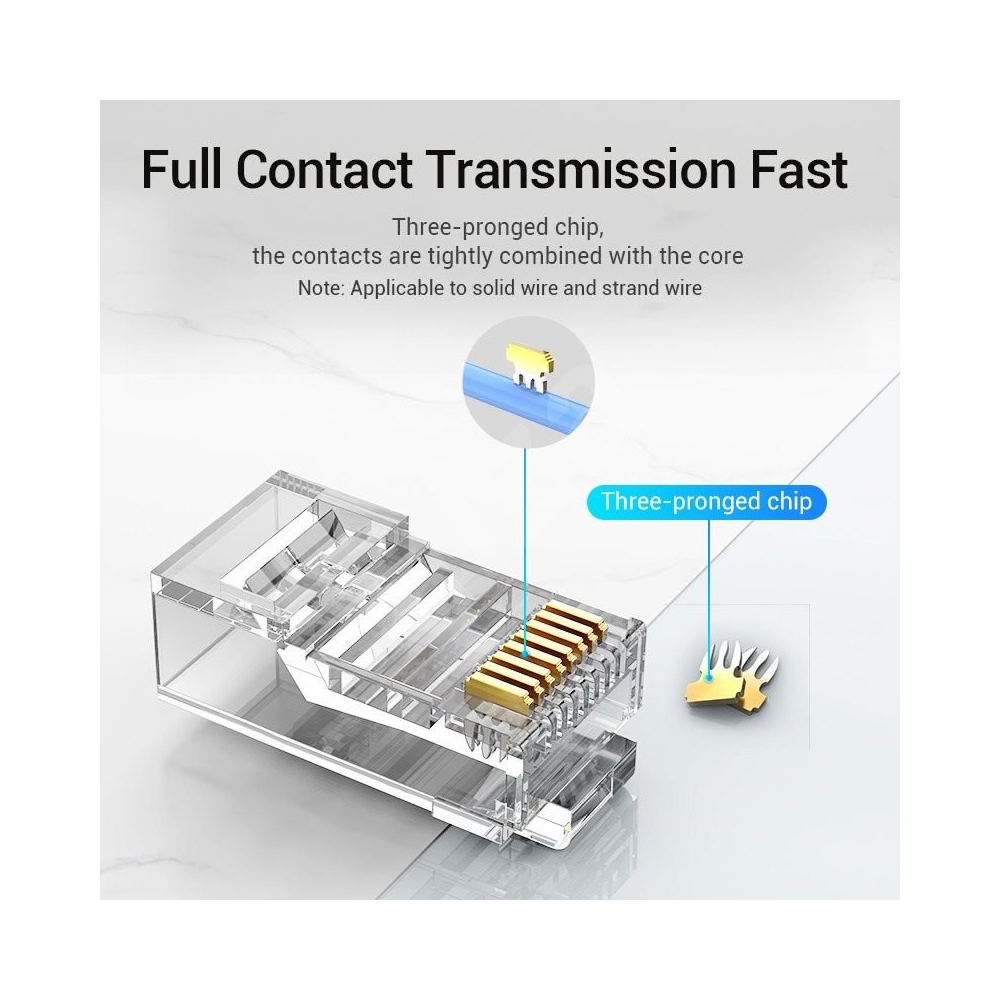 ქსელის კაბელის კონექტორი VENTION IDBR0-100 Cat.5E UTP RJ45 Modular Plug Transparent 100 Pack