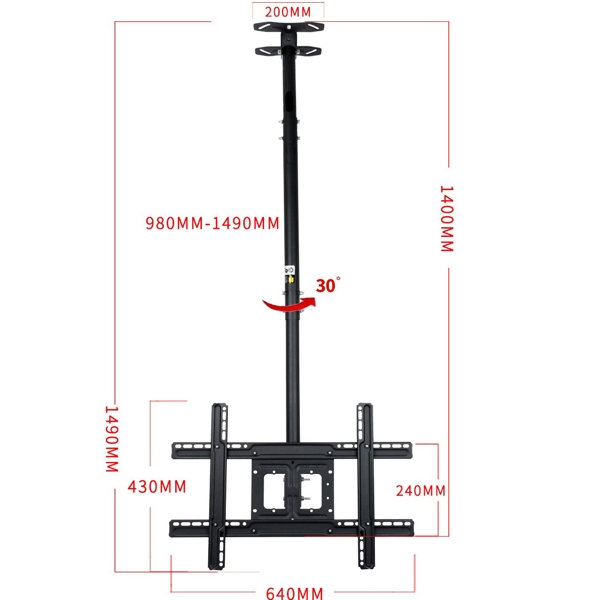 ALLSCREEN CTC3270, 32"-70", TV Ceiling Mount, Black