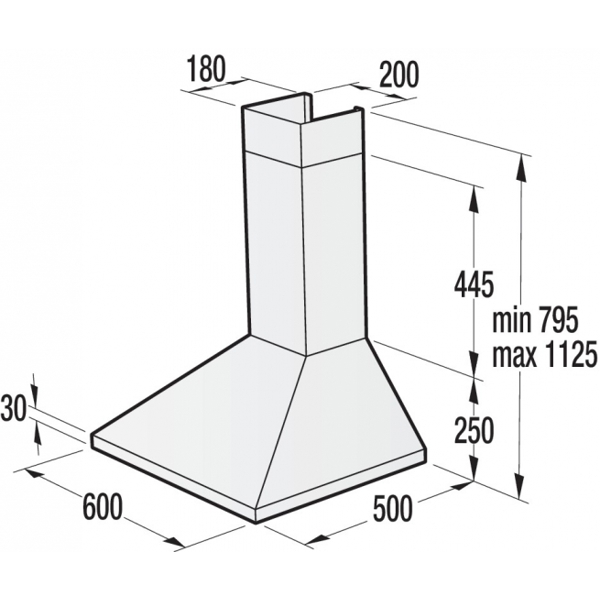 გამწოვი Gorenje Hood WHC623E16W 3 speed wall mounted white