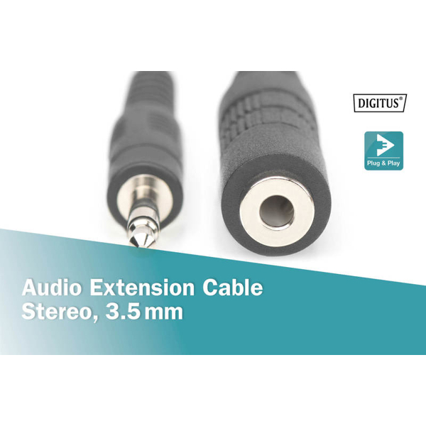 აუდიო კაბელი DIGITUS Audio extension cable stereo 3.5mm (AK-510200-015-S)