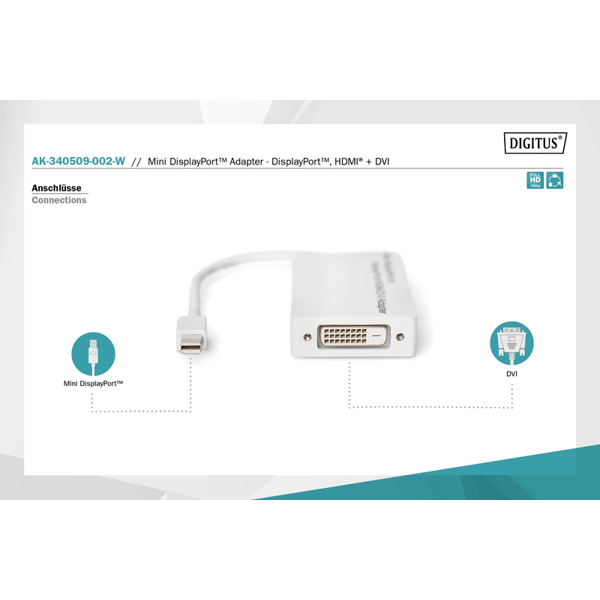 ადაპტერი DIGITUS DisplayPort splitter cable, miniDP - DPHDMIDVI