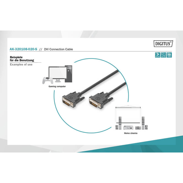 ვიდეო კაბელი DIGITUS DVI adapter DVI(245) - HD15