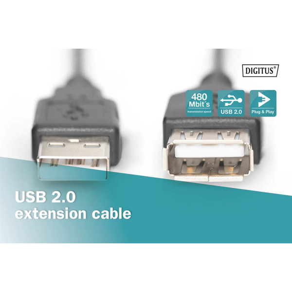 USB კაბელი DIGITUS USB extension cable, type A