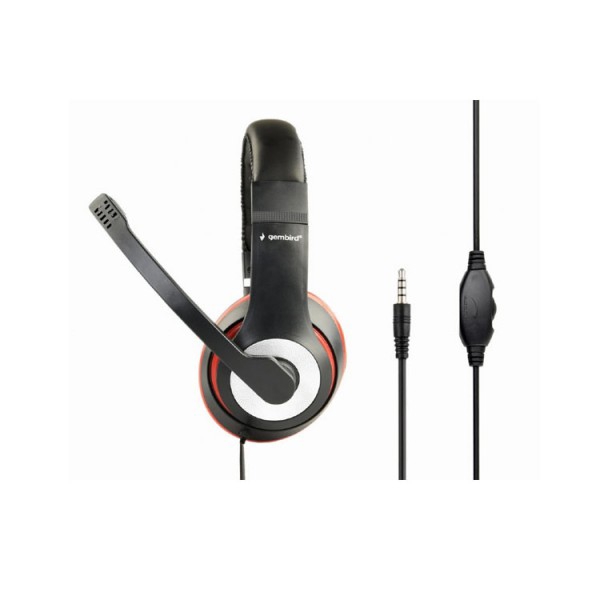 ყურსასმენი Gembird MHS-03-BKRD Stereo headset glossy black