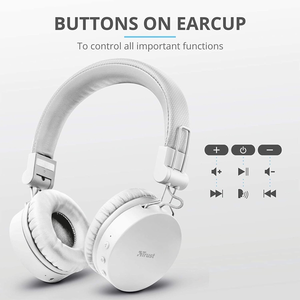 ყურსასმენი Trust Tones Bluetooth Wireless Headphones white