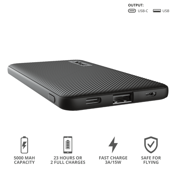 პორტატული დამტენი Trust Primo Powerbank 5.000 mAh Black