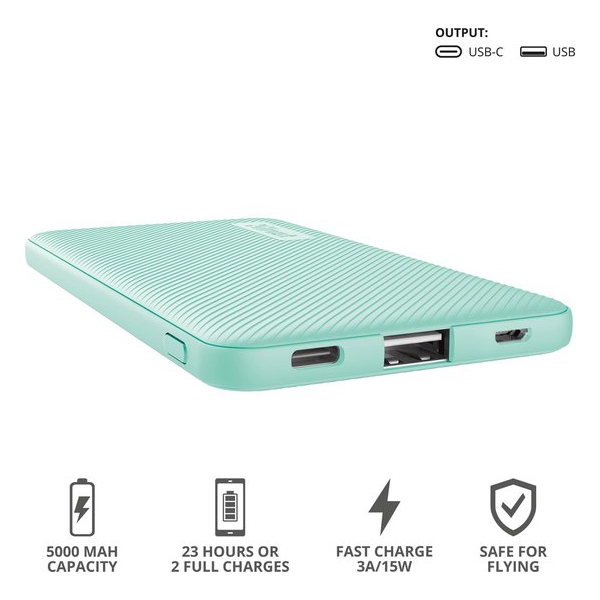 პორტატული დამტენი Trust Primo Powerbank 5.000 mAh Mint