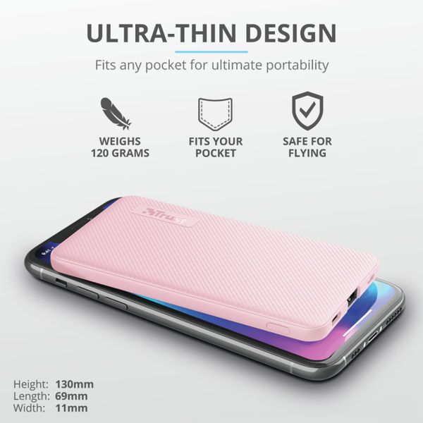 პორტატული დამტენი Trust Primo Powerbank 5.000 mAh pink