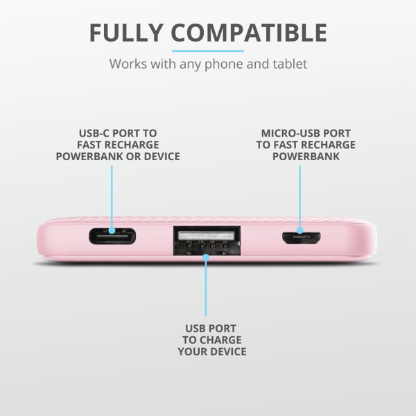 პორტატული დამტენი Trust Primo Powerbank 5.000 mAh pink