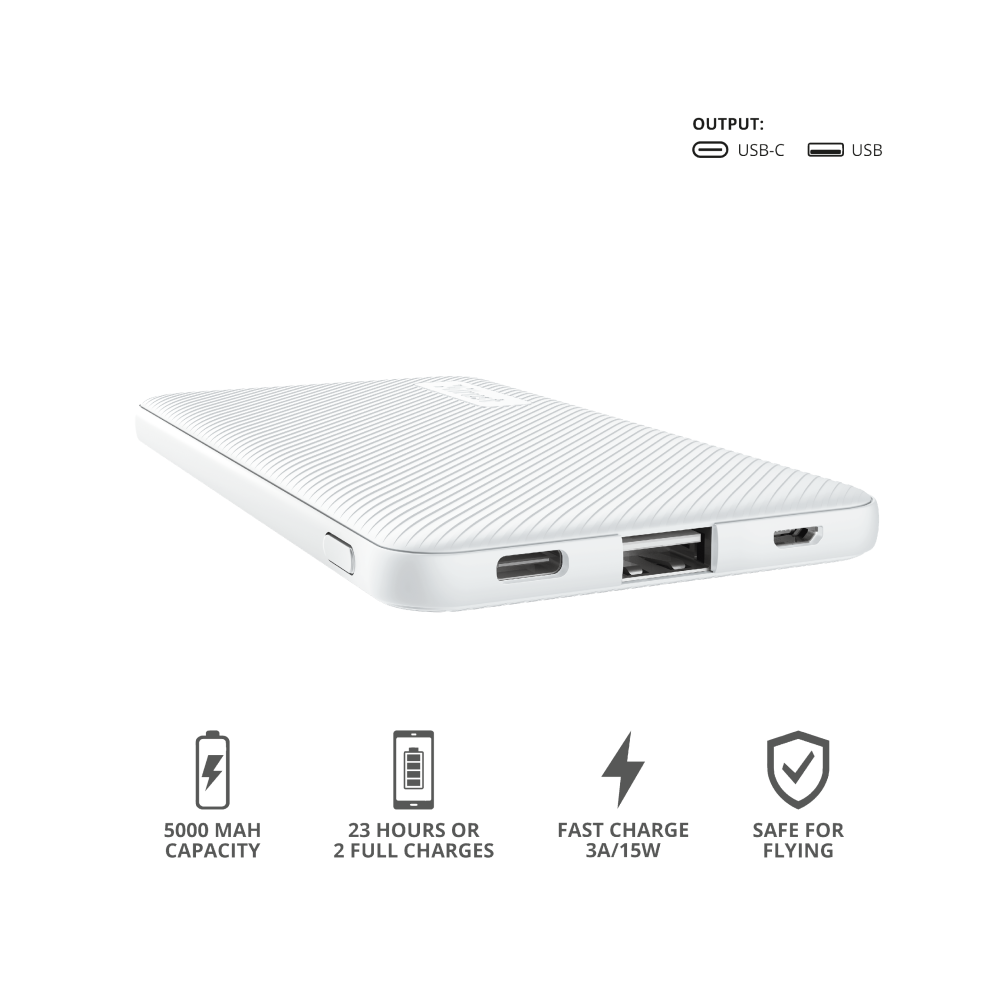პორტატული დამტენი Primo Powerbank 5.000 mAh White