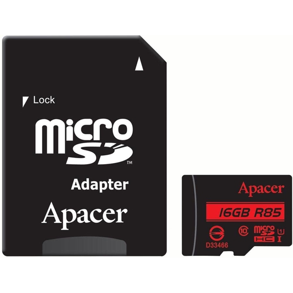 მეხსიერების ბარათი Apacer 16GB microSDHC C10 UHS-I R85MB/s SD