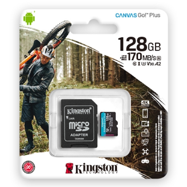 მეხსიერების ბარათი Kingston SDCG3/128GB, 128GB, MicroSDXC, C10, UHS-I, U3, Black