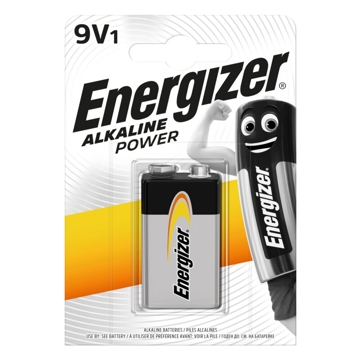 Energizer Alkaline Power 9V ელემენტი, 1ც შეკრა 6LF22-BP1 (E300127700), 7409