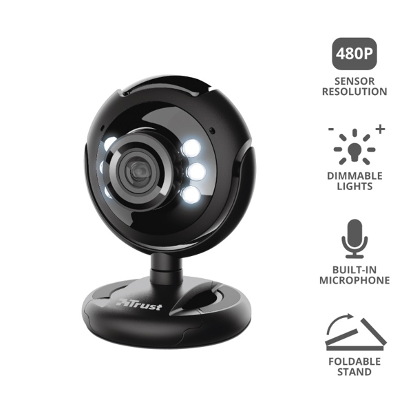 ვებკამერა Trust SpotLight Pro Webcam with LED lights 16428 - Black