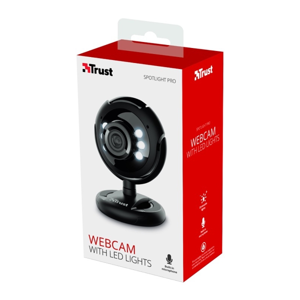 ვებკამერა Trust SpotLight Pro Webcam with LED lights 16428 - Black