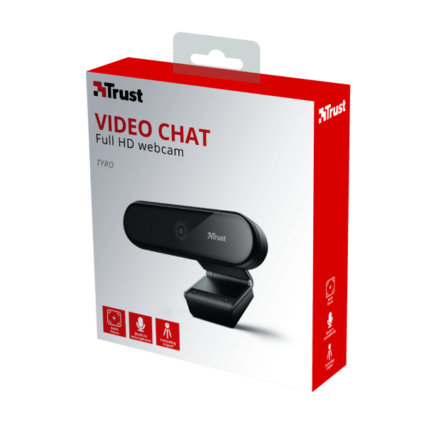 ვებკამერა Trust Web Cam TYRO FULL HD 1080P 23637 Black