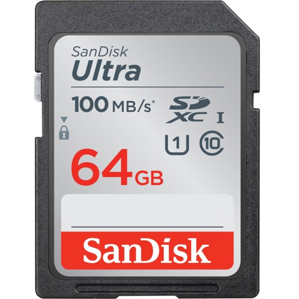 მეხსიერების ბარათი SanDisk 64GB SDXC C10 UHS-I R100MB/s Ultra