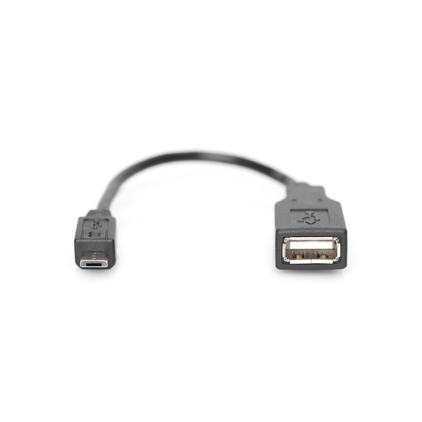 ადაპტერი DIGITUS USB 2.0 adpter cable, OTG, type micro B - A