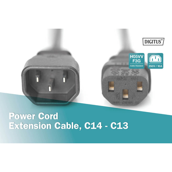 DIGITUS Power Cord extension cable, C14 - C13